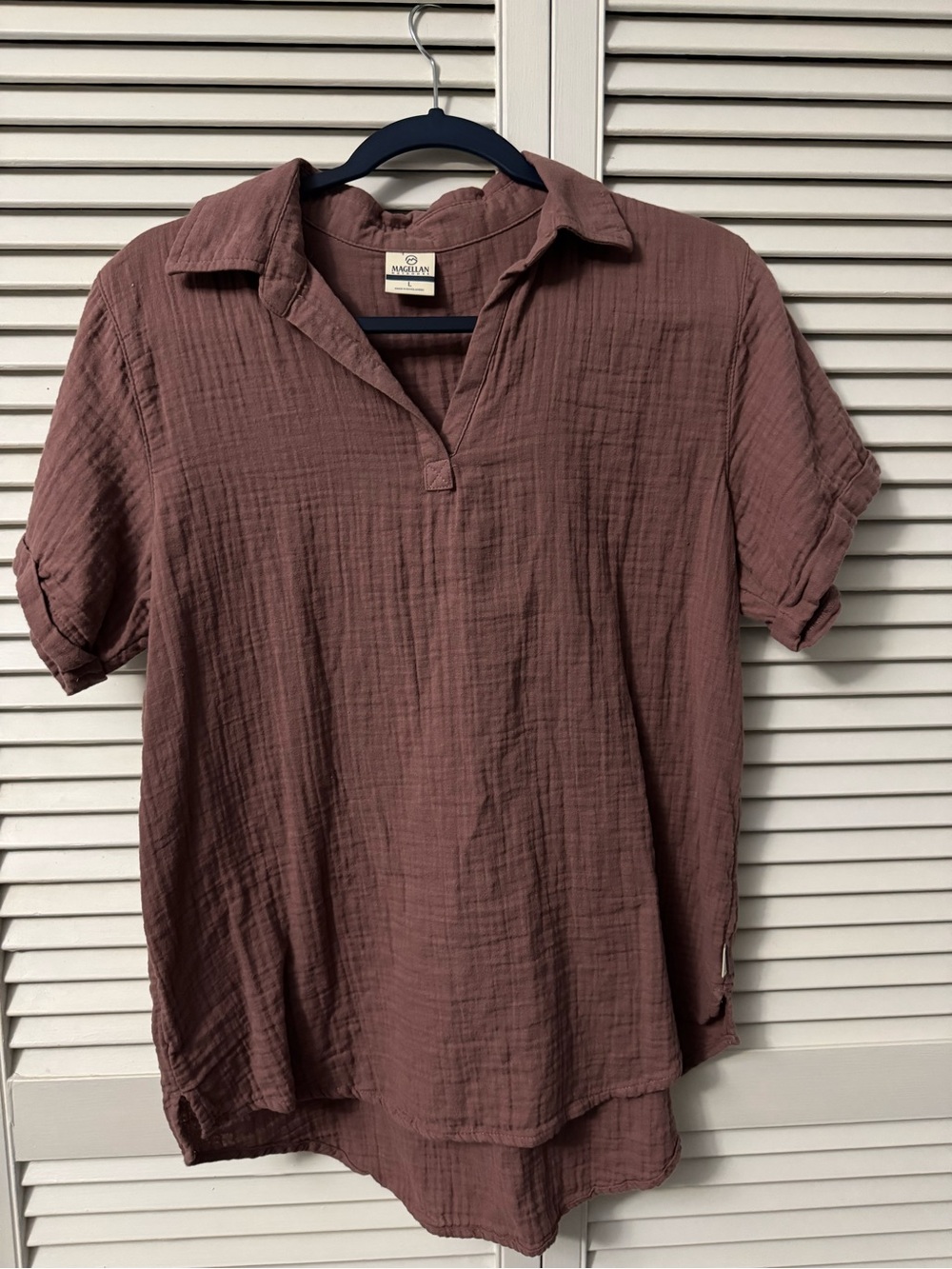 Magellan Outdoors Mauve Crinkle Gauze Short-Sleeve Tunic
